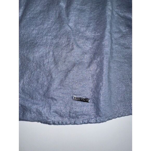 Ellen Tracy Women's Metallic Gray Top Size L | Linen Rayon | Long Sleeve Blouse - Picture 4 of 8